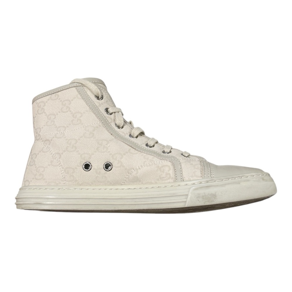 Gucci Brooklyn GG High Top Sneakers White Gray Monogram EU 37.5 US 7.5 Cap Toe - Picture 8 of 13
